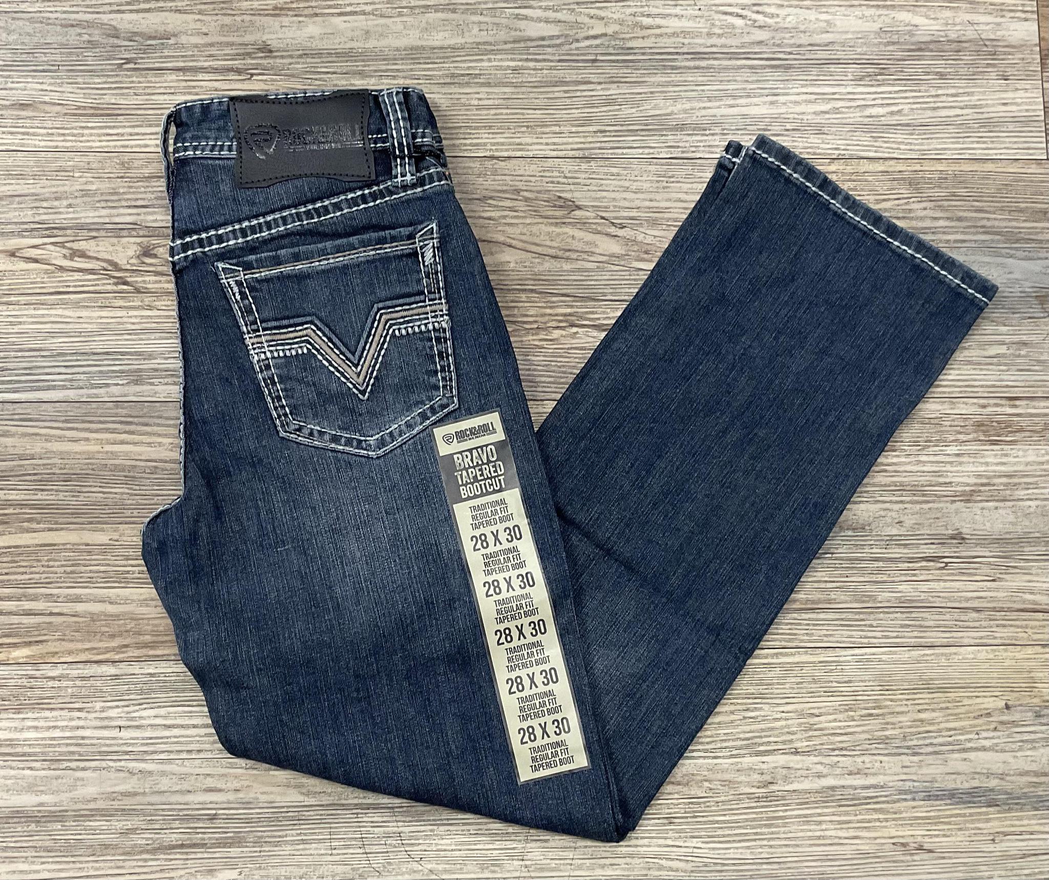 MEN’S ROCK & ROLL  TRADITIONAL REGULAR FIT TAPERED BOOT DARK VINTAGE JEANS | BMHPD06232