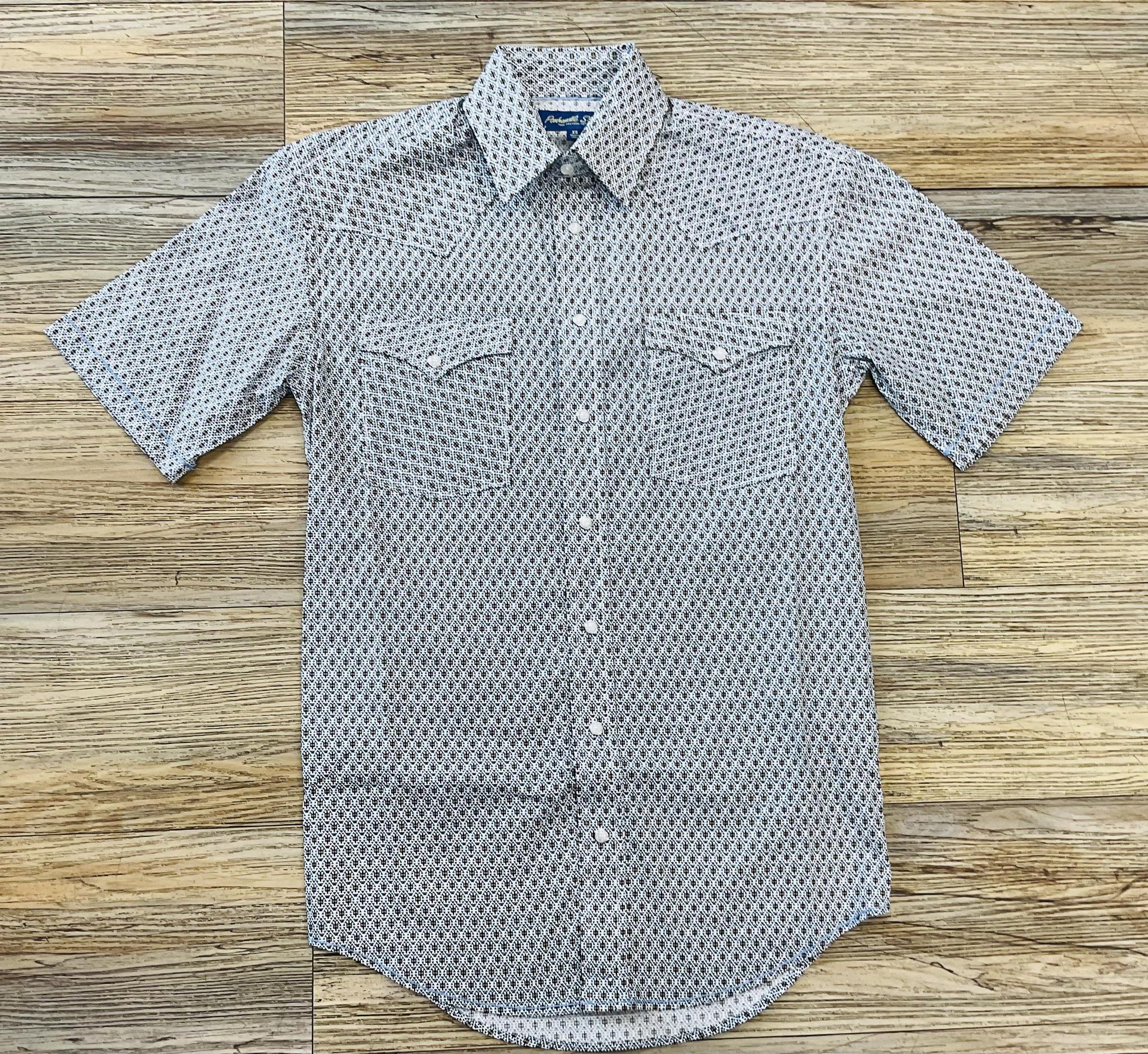 Mens Rock & Roll short sleeve snap blue shirt |RMN3S05668