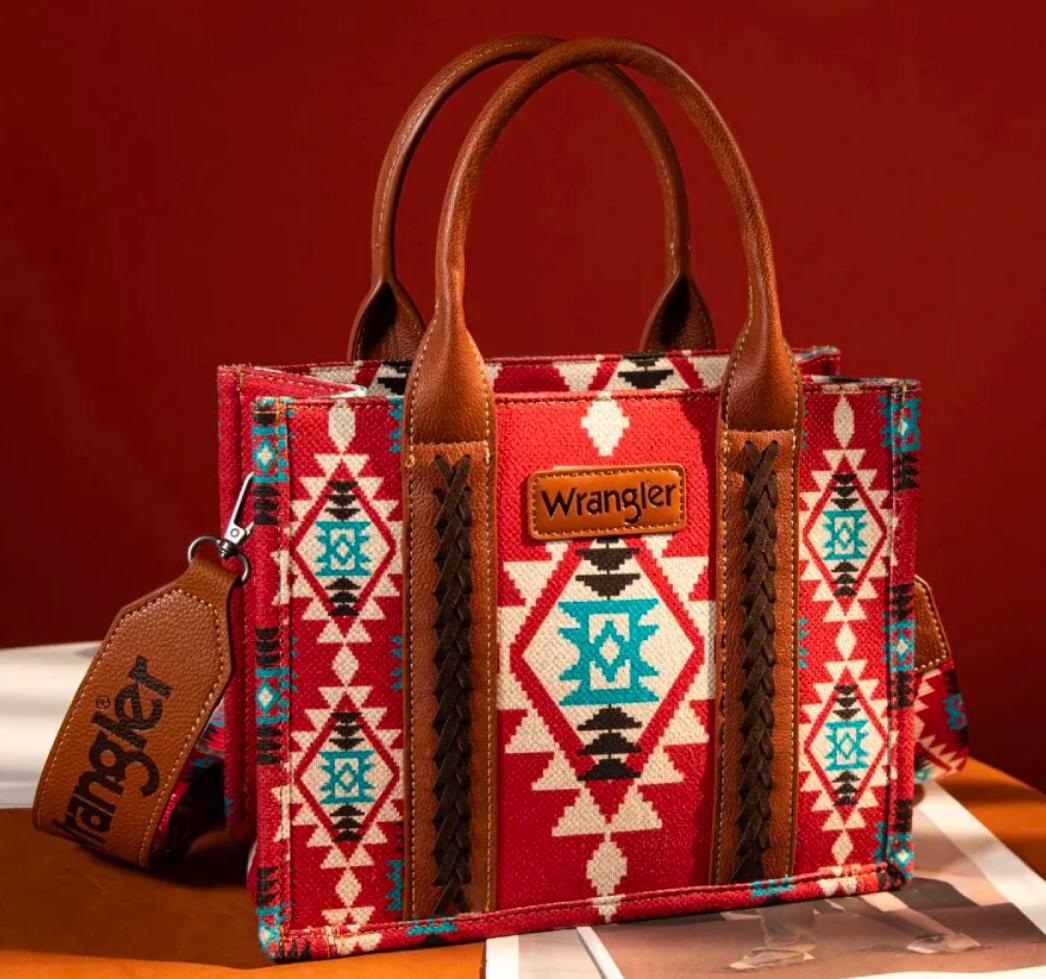 Wrangler Womens Southwestern Print Small Canvas Crossbody Tote Bag - WG2203-8120S