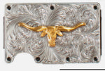 3D Western Mens Utility Wallet Longhorn Silver |D250008836