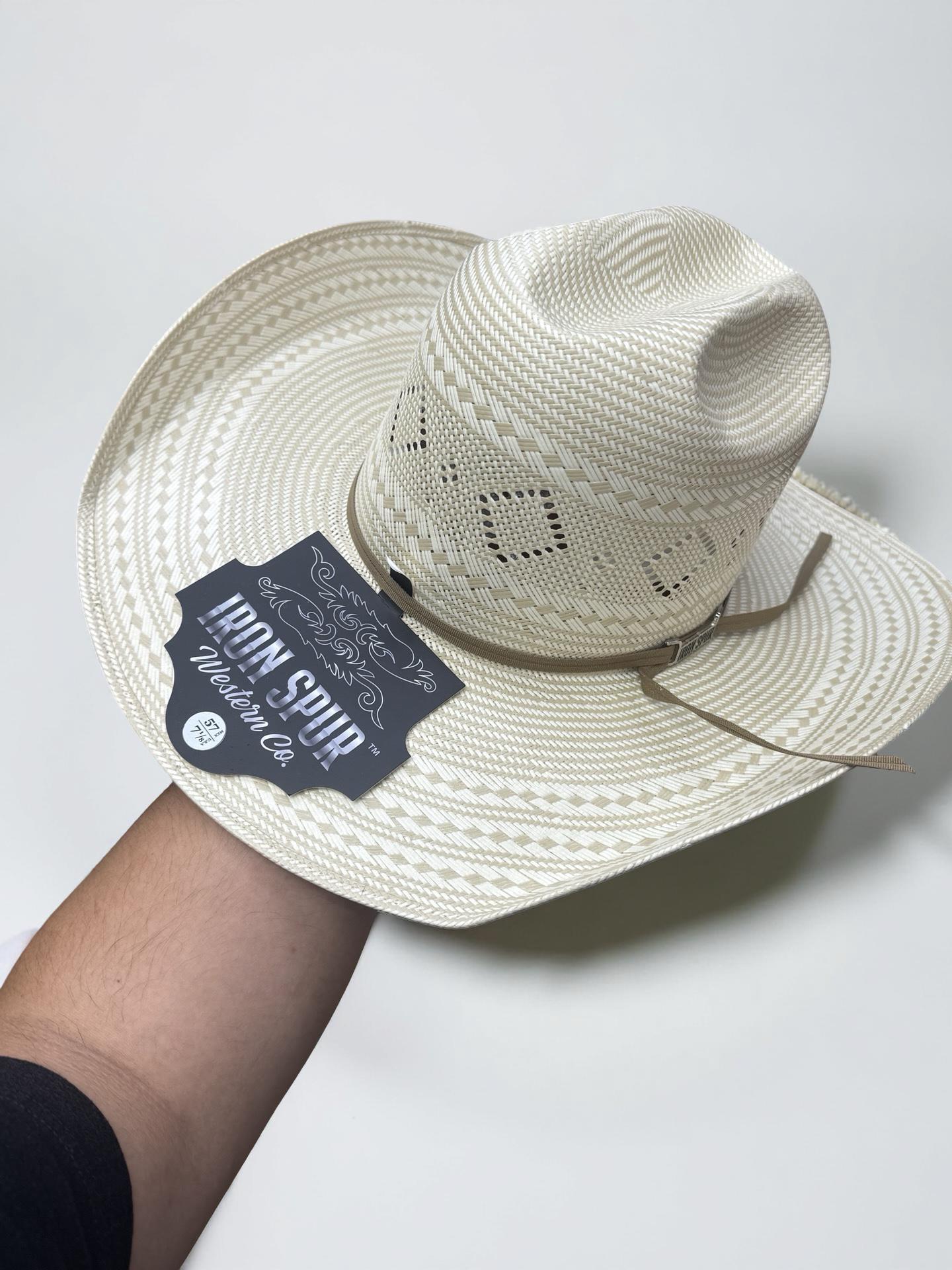 “ Houston “ | IRON SPUR WESTERN OPEN CROWN STRAW HAT 4 1/4 inch brim #220