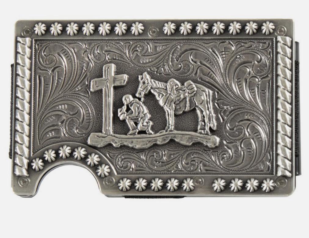 3D Western Wallet Men Smart Style Cowboy Prayer Rope Silver |D250016936