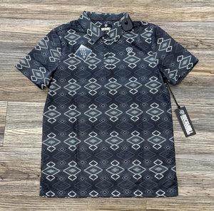 MENS ROCK & ROLL BLACK AZTEC PRINTED POLO | BM51T06012