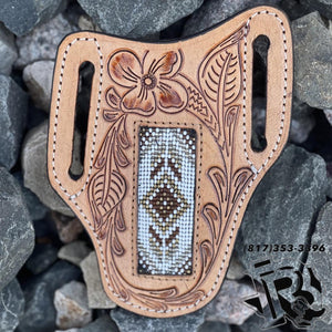 “ Damian “ | MEN KNIFE SHEATH TOOLED LEATHER BEADED