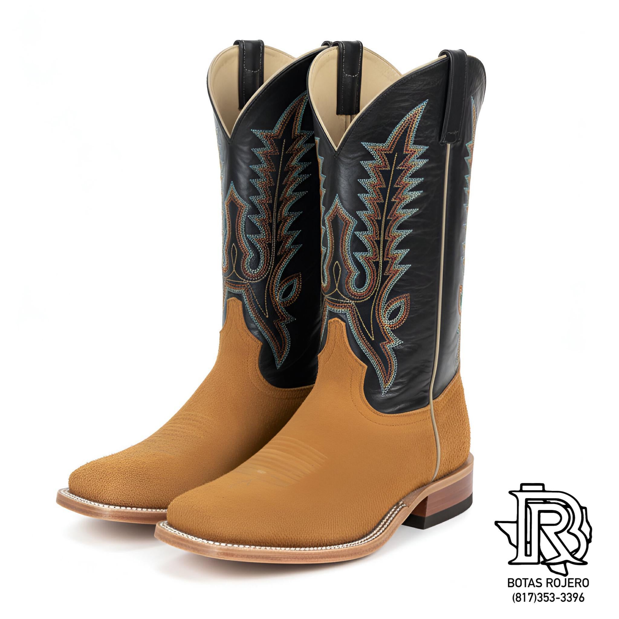 Jackson “ | MEN WESTERN BOOTS ROUGH OUT LIGHT BROWN SQUARE TOE