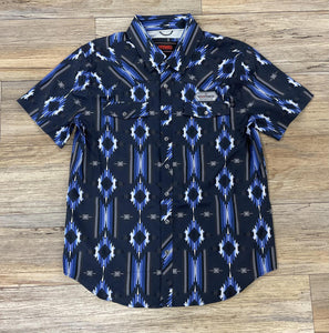 MEN’S ROCK & ROLL TEK NAVY AZTEC PRINT SHORT SLEEVE SHIRT |BMN3S05949