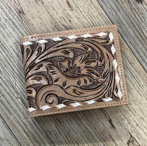 ‘’ MARK “ | IRON SPUR WESTERN CO. MEN BI FOLD WESTERN TOOLED LEATHER WALLET