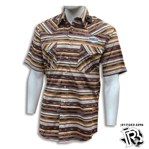 “ Misael “ | MEN WESTERN SHORT SLEEVE SHIRT BROWN STRIPE SHIRT RSMS1SR0NU