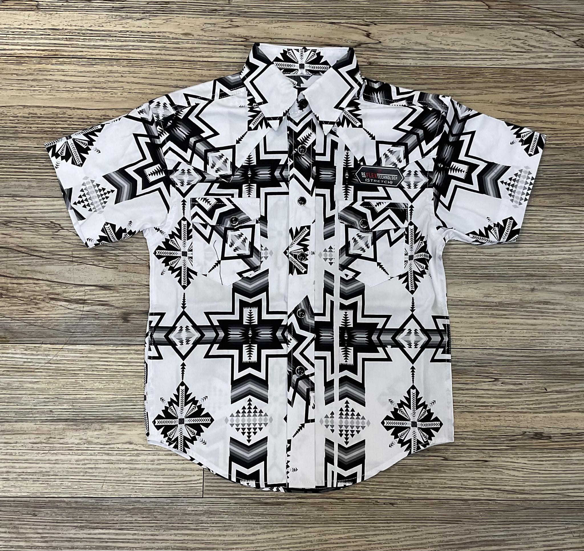 BOY’S ROCK & ROLL BLACK PRINT SHORT SLEEVE SHIRT | BBN3S06477