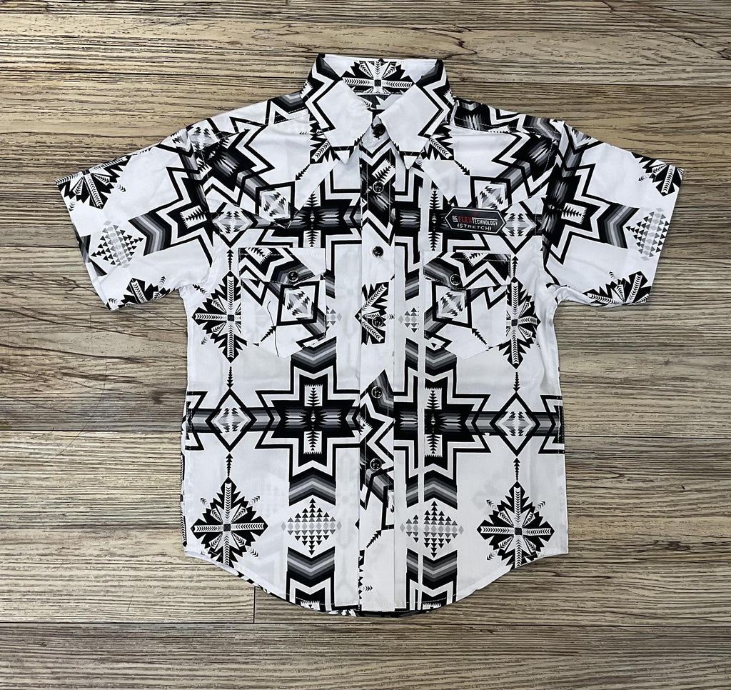 BOY’S ROCK & ROLL BLACK PRINT SHORT SLEEVE SHIRT | BBN3S06477