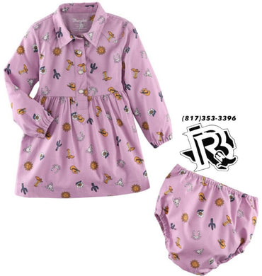 Wrangler Infant Girl's Long Sleeve Snap Dress in Purple | 112335367