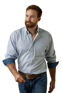 Mens wf Emerson fitted long sleeve shirt white ARIAT | 10044883