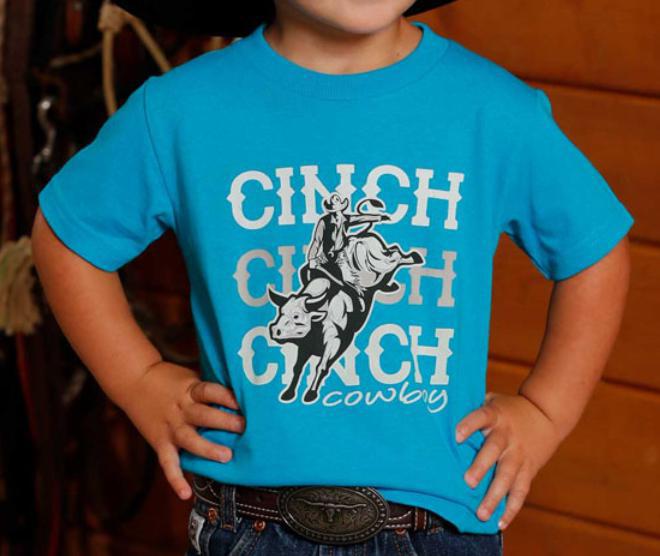 Cinch Infant Boy's Teal Cowboy Logo Graphic T-Shirt |MTT7672063