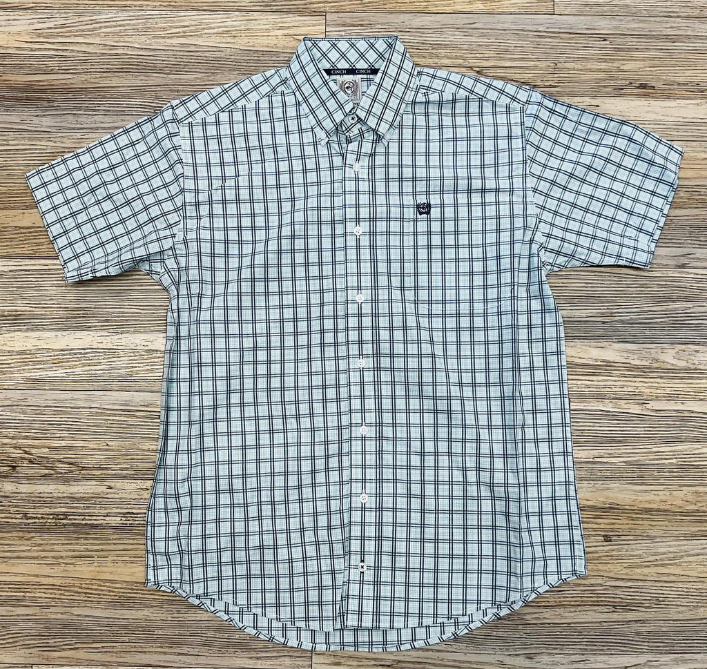 Cinch Mens Turquoise short sleeve Shirt |MTW1111487