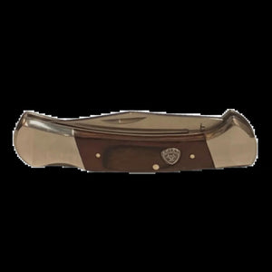 Ariat Plain Edge Blade Stained Wood 4 3/8" Folding Knife | A710011102