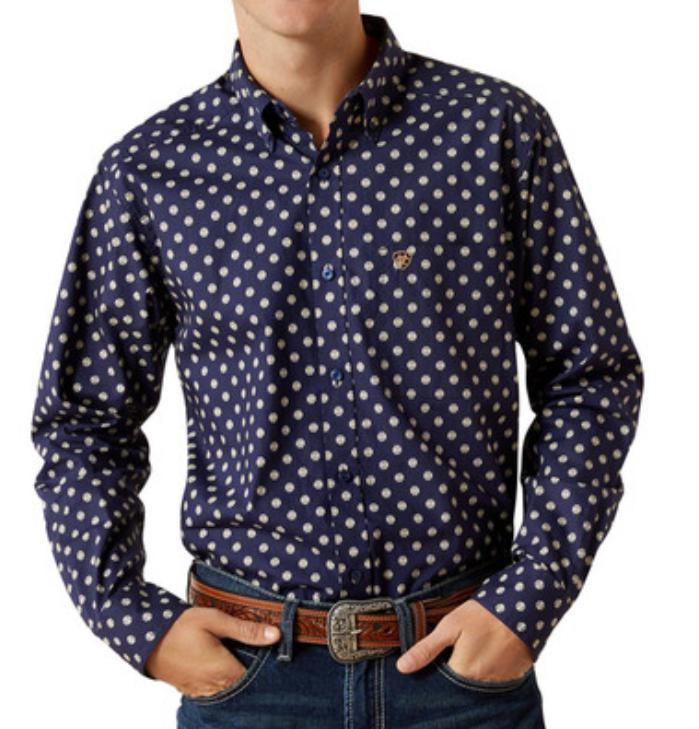 Ariat Mens Sammy Fitted Shirt Dark Blue Long Sleeve Shirt | 10062246