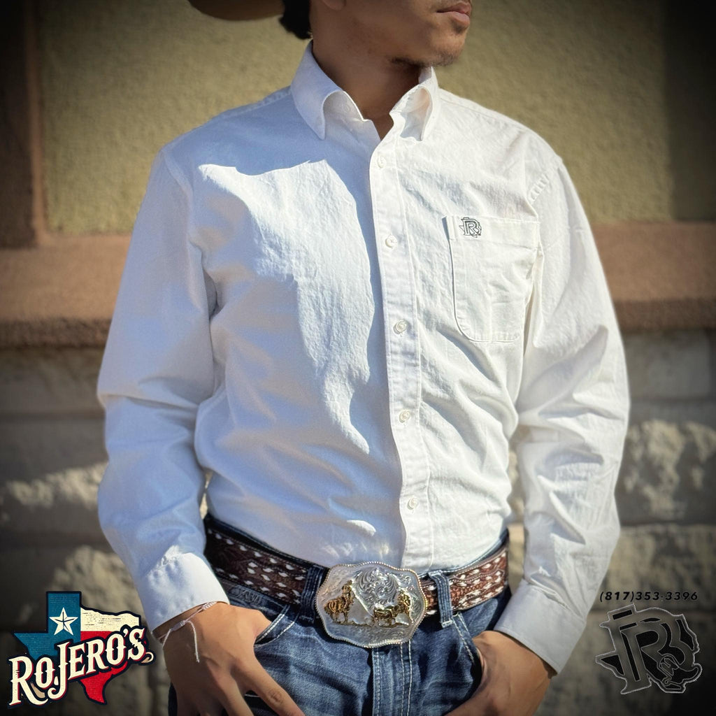 “ Eddy “ | ( WHITE ) MEN WESTERN LONG SLEEVE BUTTON UP SHIRT