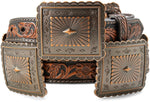 ARIAT WOMENS FLORAL EMBROIDERED BELT WITH SCALLOPED CONCHOS| A1567902