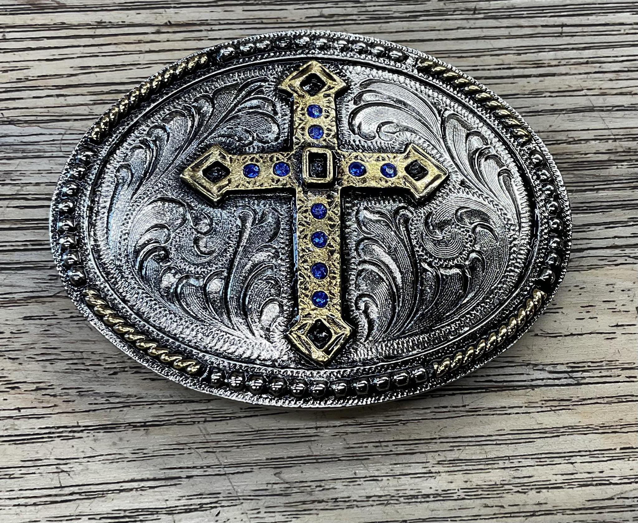 ‘’BLUE CROSS ’’ |METAL  WESTERN COWBOY BELT BUCKLE
