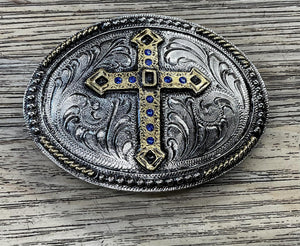 ‘’BLUE CROSS ’’ |METAL  WESTERN COWBOY BELT BUCKLE
