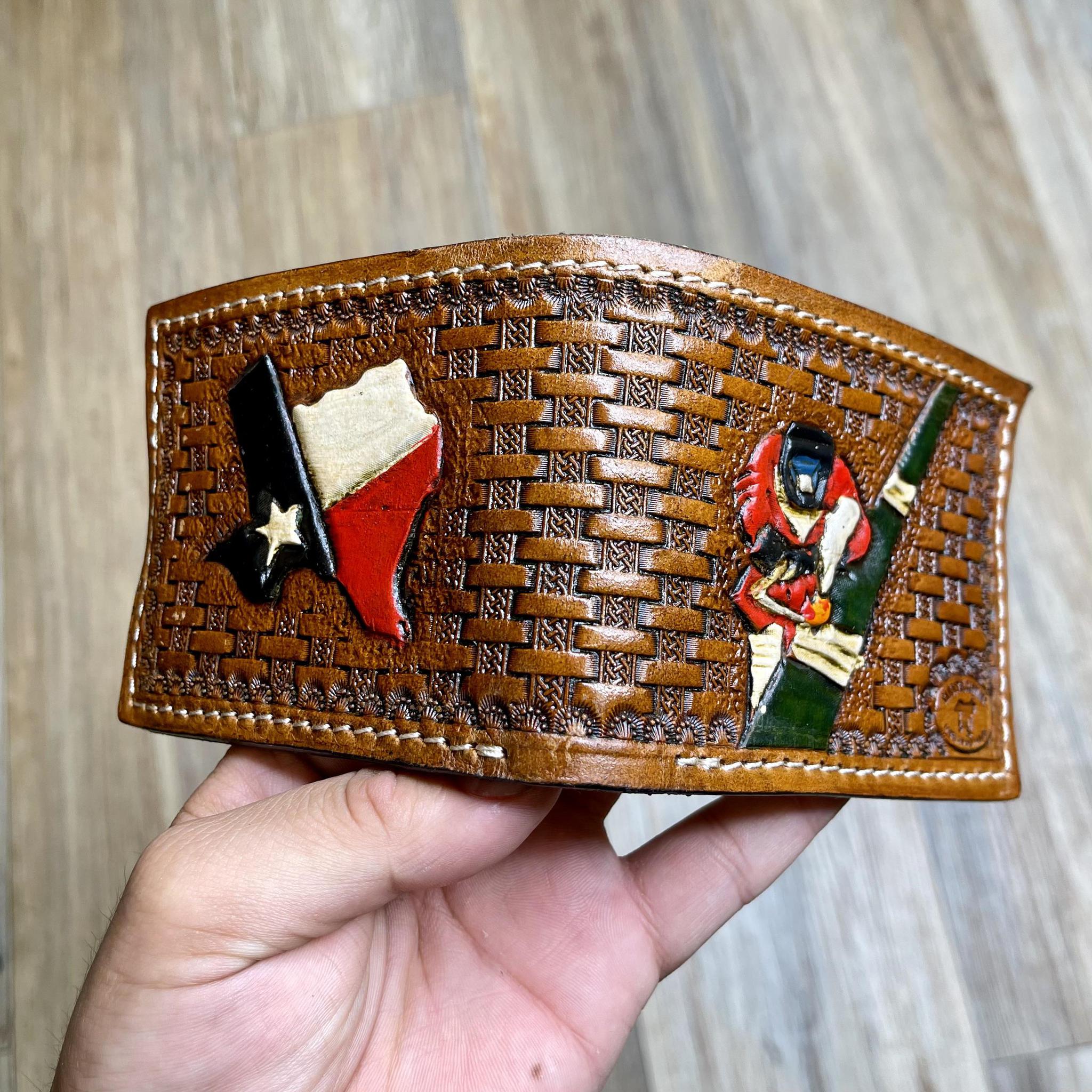 MEN WESTERN BI FOLD WALLET TOOLED LEATHER