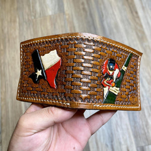 MEN WESTERN BI FOLD WALLET TOOLED LEATHER