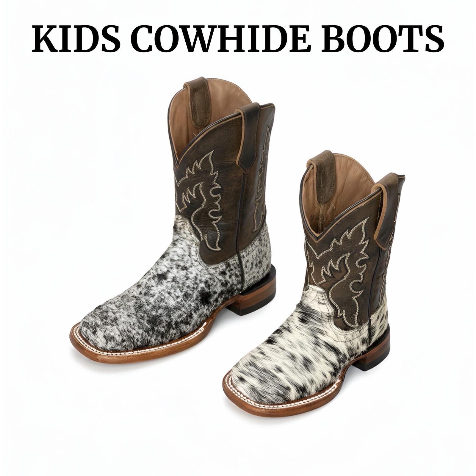 JAMES'' | KIDS WESTERN COWHIDE SQUARE TOE BOOTS – Botas Rojero