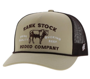 ‘’ALEXANDER’’ HOOEY RANK STOCK TAN/BROWN 5 PANEL TRUCKER WITH BROWN STITCHING CAP| 2562T-TNBR