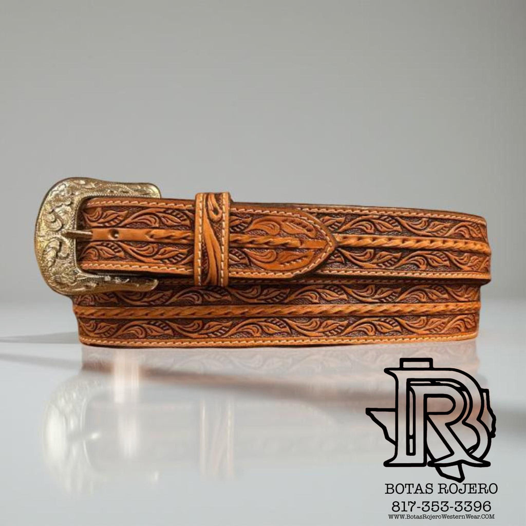 TWISTED X MENS FLORAL CARVING BRAIDED BELT | XWB661