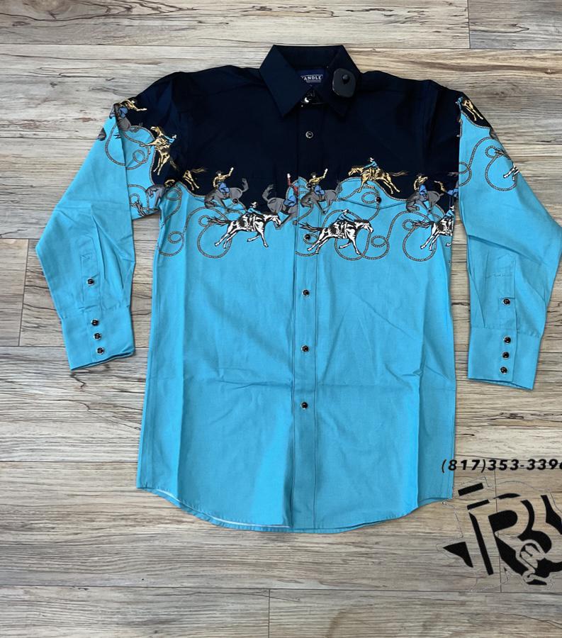 MENS  long sleeve 2pkt cowboy border snap peacock shirt panhandle | SMN2S02454
