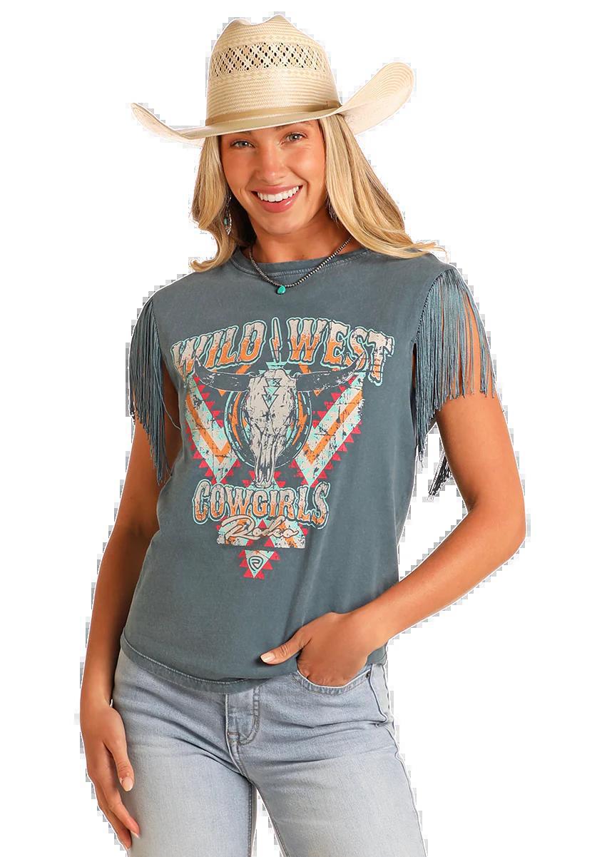 WOMEN’S ROCK & ROLL WILD FRINGE GRAPHIC TAN FOREST GREEN | BW20T05932