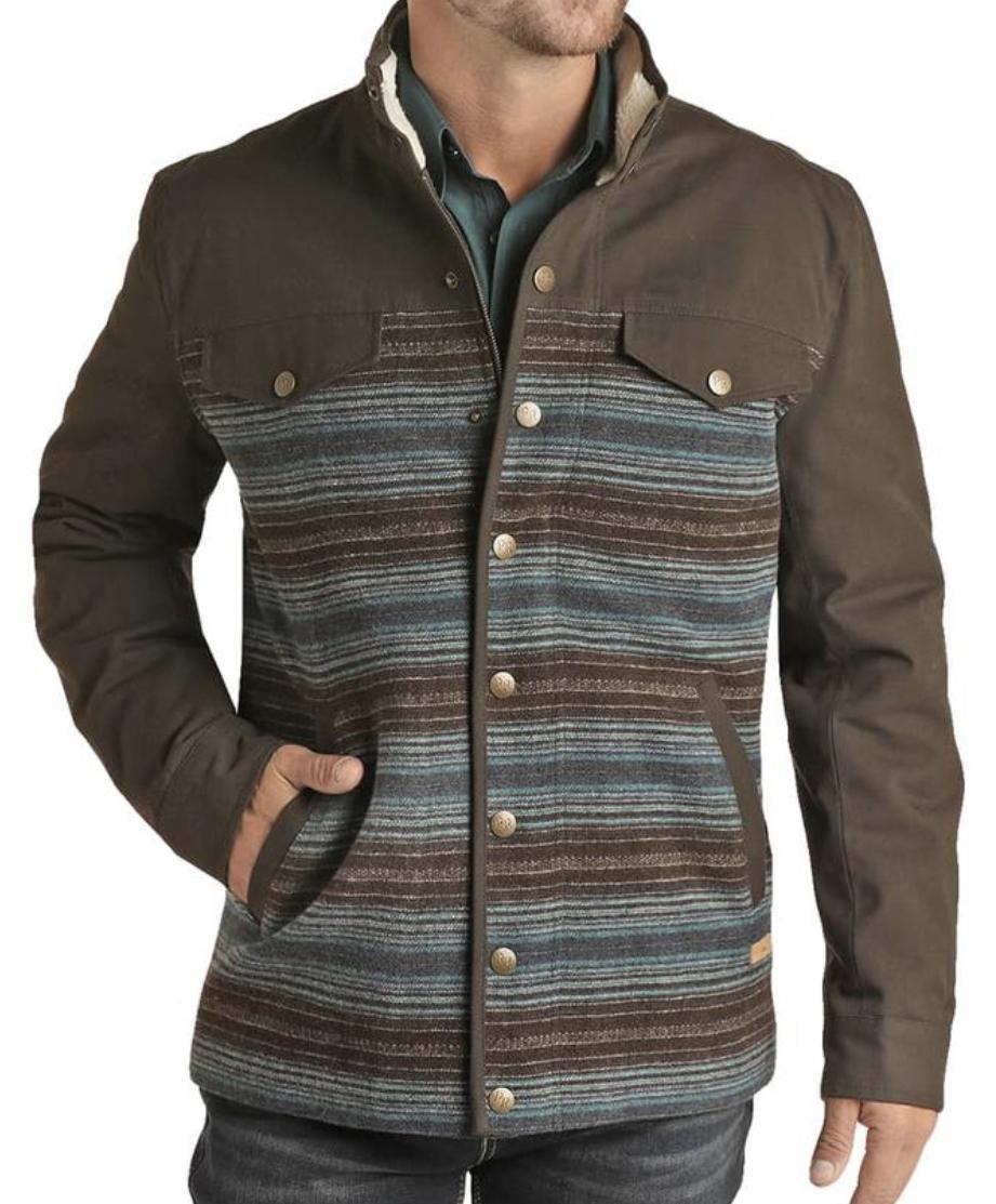Powder River Wool Serape Jacquard And Canvas Coat | PRM092RZZ8