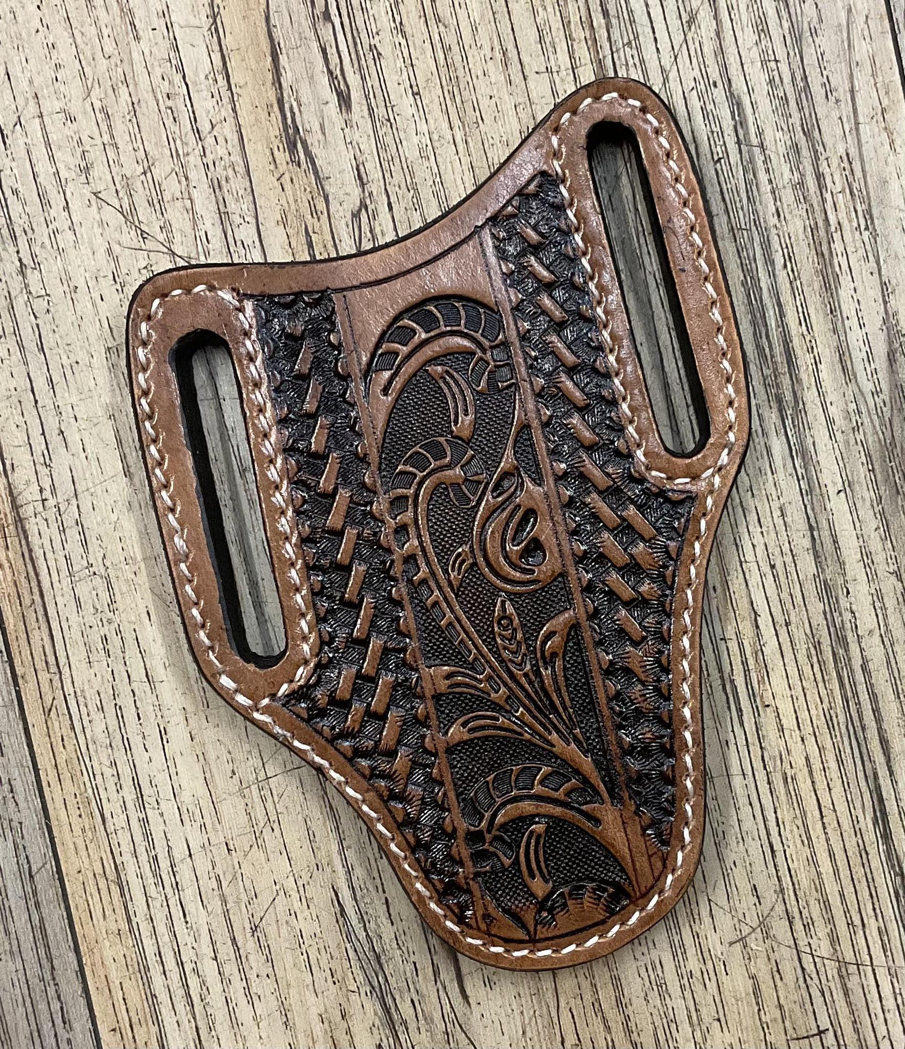 ‘’CHRIS’’ IRON SPUR WESTERN CO.  KNIFE SHEATH WESTERN TOOLED LEATHER