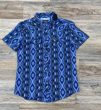 Load image into Gallery viewer, Mens Rock &amp; Roll short sleeve aztec woven blue shirt | TMN3S04293