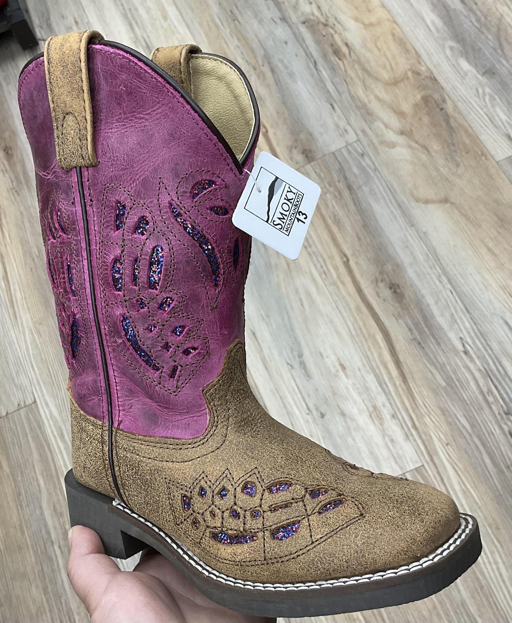 Girl's Smoky Mountain Boots Brown Distress Pink (3161C)