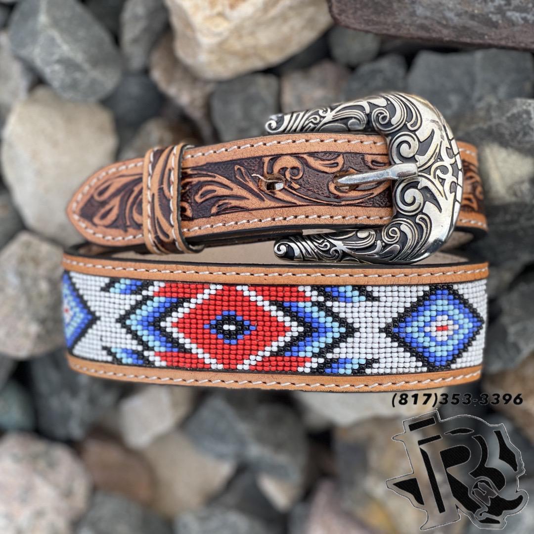 “ JOSEPH “ | KIDS WESTERN BEADED BELT RED 1.5 INCH