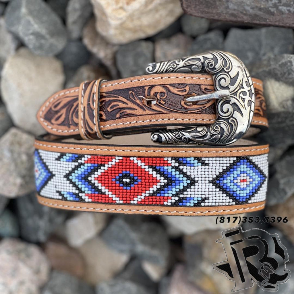 “ JOSEPH “ | KIDS WESTERN BEADED BELT RED 1.5 INCH
