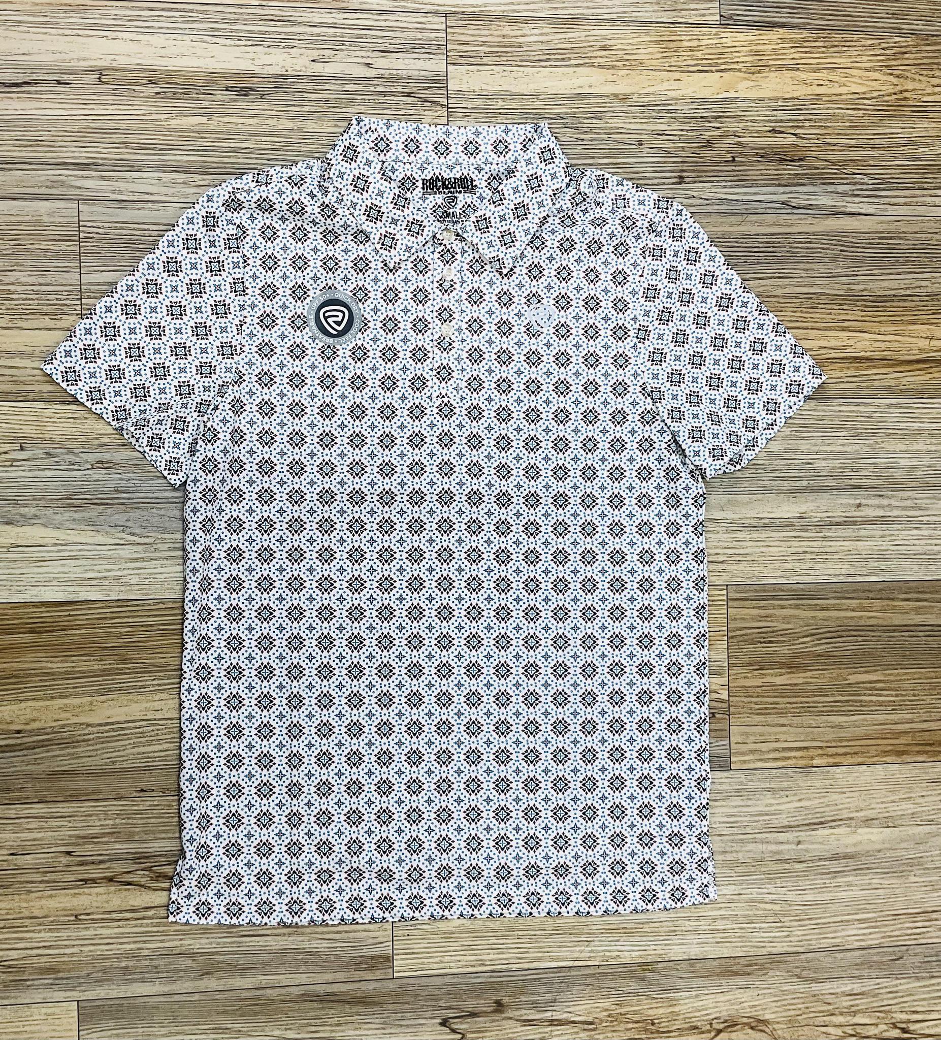 ‘’JOAN’’ MENS ROCK & ROLL NATURAL PRINTED POLO | BM51T07281