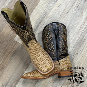 “ Jack  “  | MEN WESTERN ORIGINAL CAIMAN SQUARE TOE BOOTS TAN ARANGO