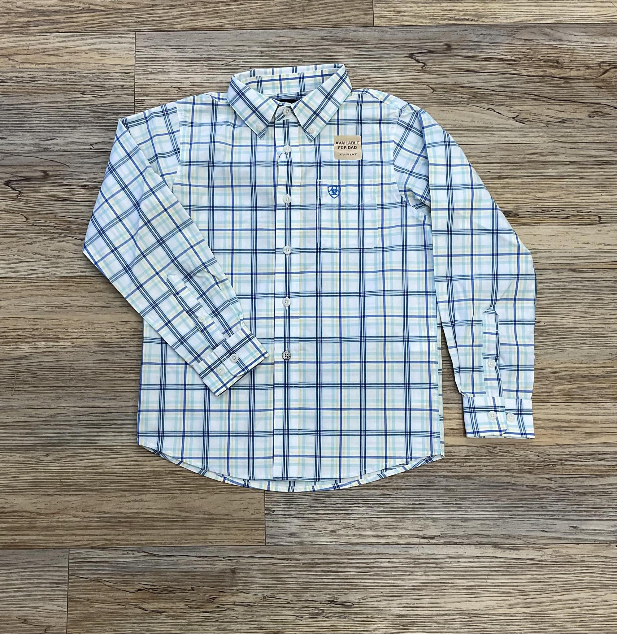 BOYS ARIAT PRO PHELIX LONG SLEEVE AQUA SHIRT |10048657