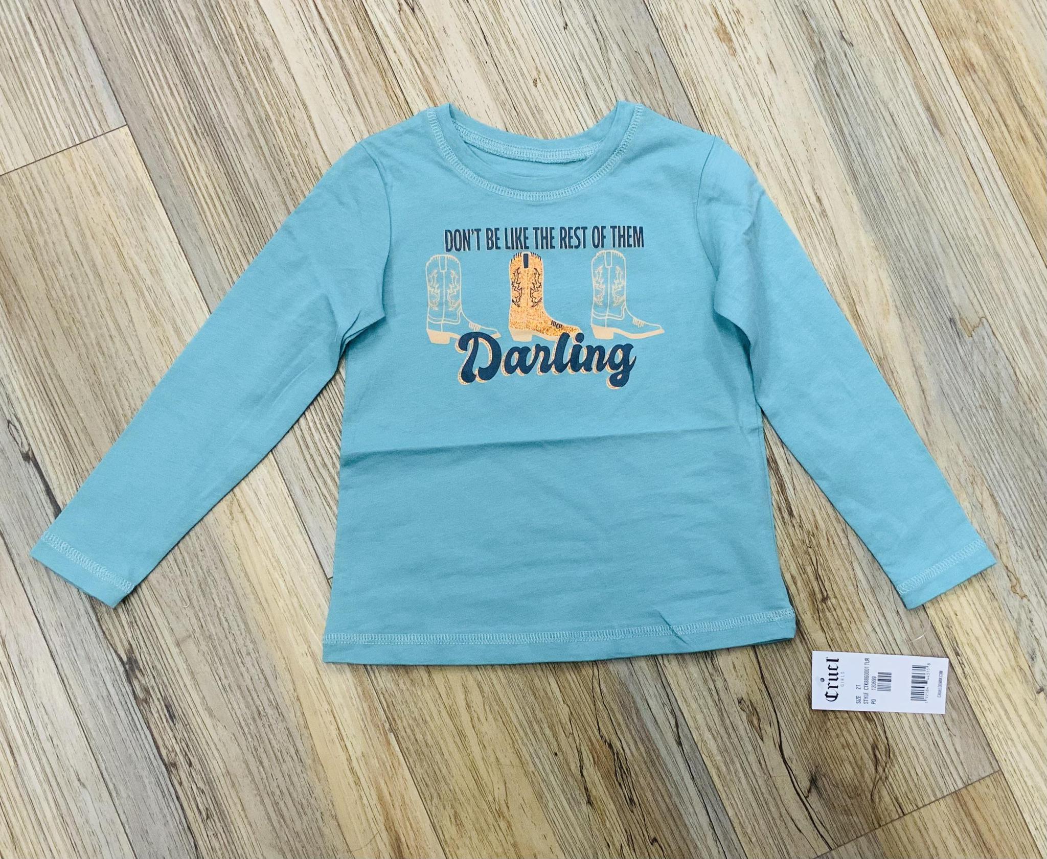 Cruel Girl Toddler Turquoise Darling Long Sleeve Tee | CTK8860001
