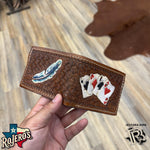“ Paul “ | MEN WALLET BI FOLD CARD FEATHER HAND TOOLED
