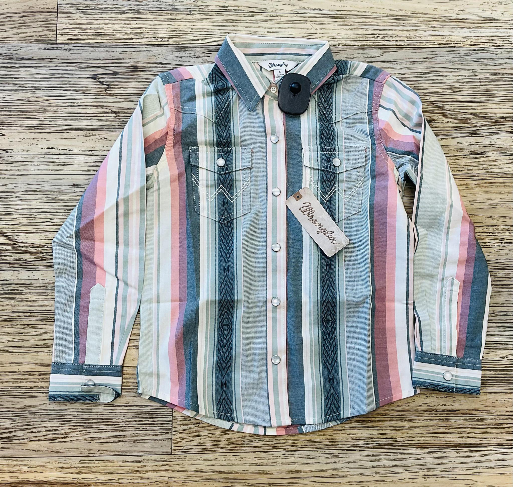 GIRLS WRANGLER PINK STRIP SHIRT | 112353313