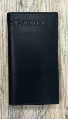Ariat® Men's Embossed Logo Black Checkbook Rodeo Wallet  | A3548601