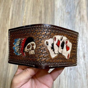 MEN WESTERN BI FOLD WALLET TOOLED LEATHER