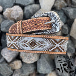 “ Damian “ | KIDS WESTERN BEADED BELTS BROWN 1.5 INCH