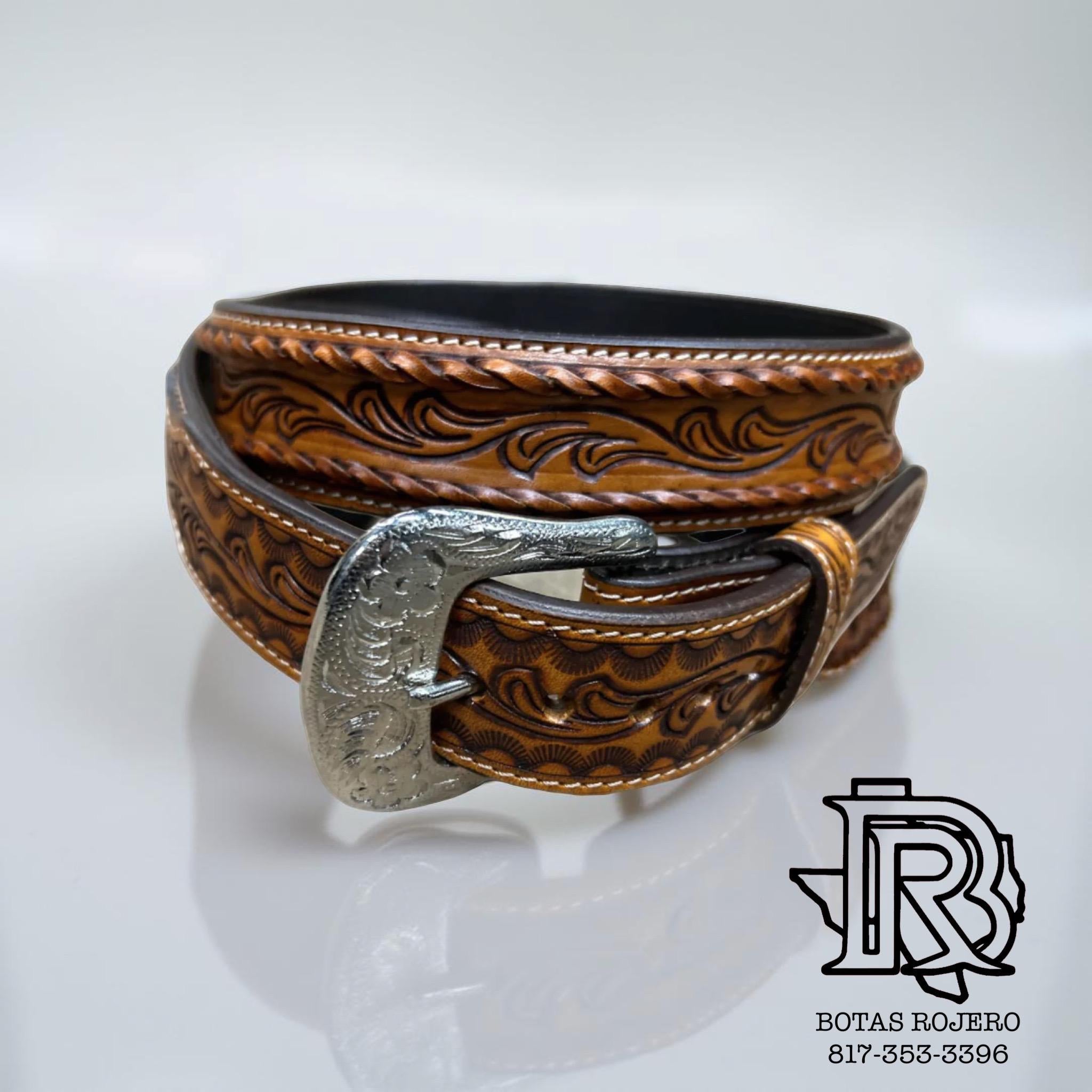 TWISTED X LEATHER TOOLED BELT WITH LEATHER BRAIDED ACCENT | XABH1002