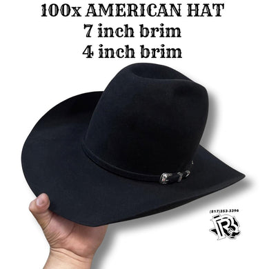 100X AMERICAN HAT | TALL CROWN FELT COWBOY HAT BLACK