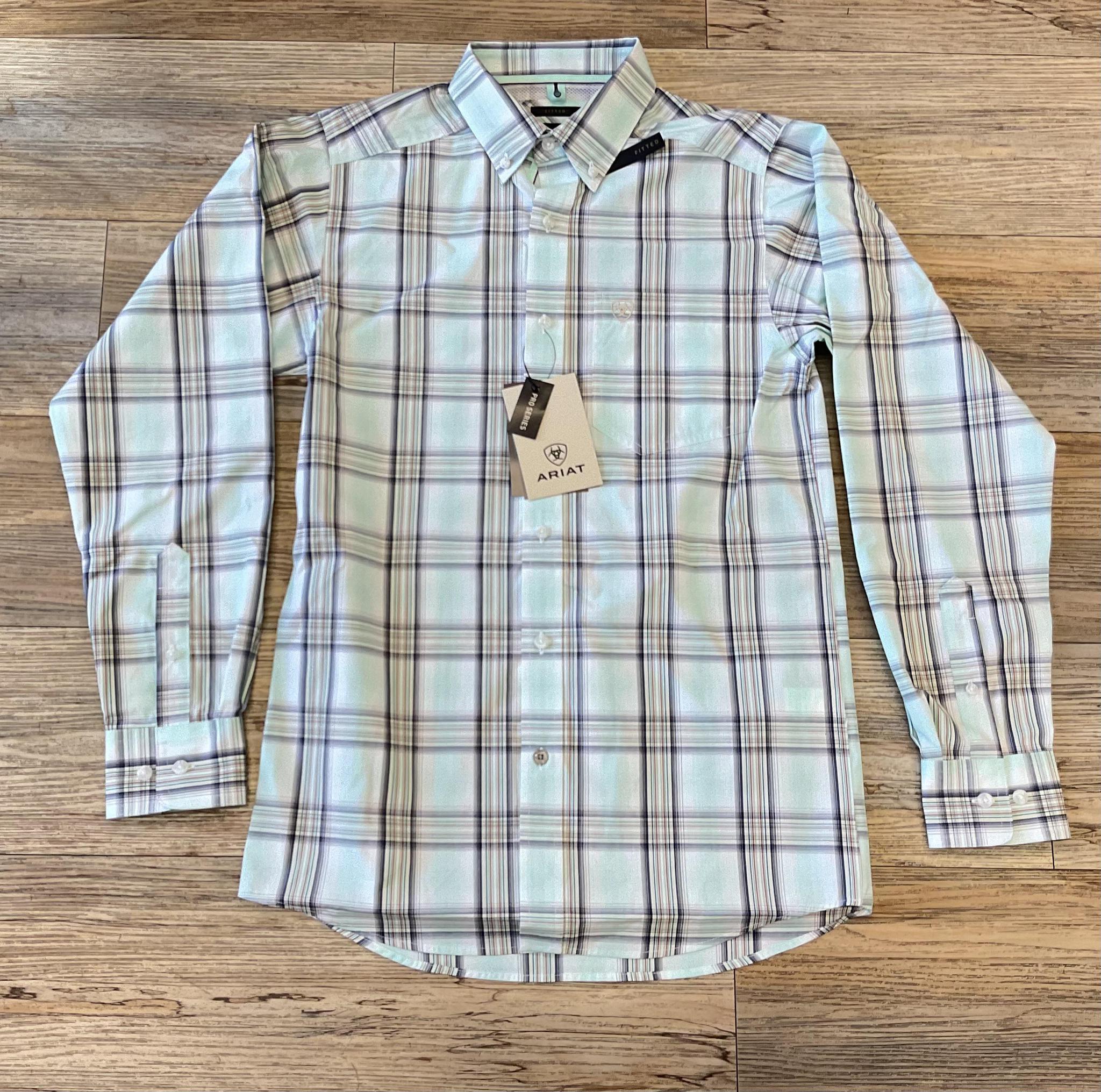 ARIAT MEN’S PRO CORBAN FITTED MINT LONG SLEEVE SHIRT| 10054808
