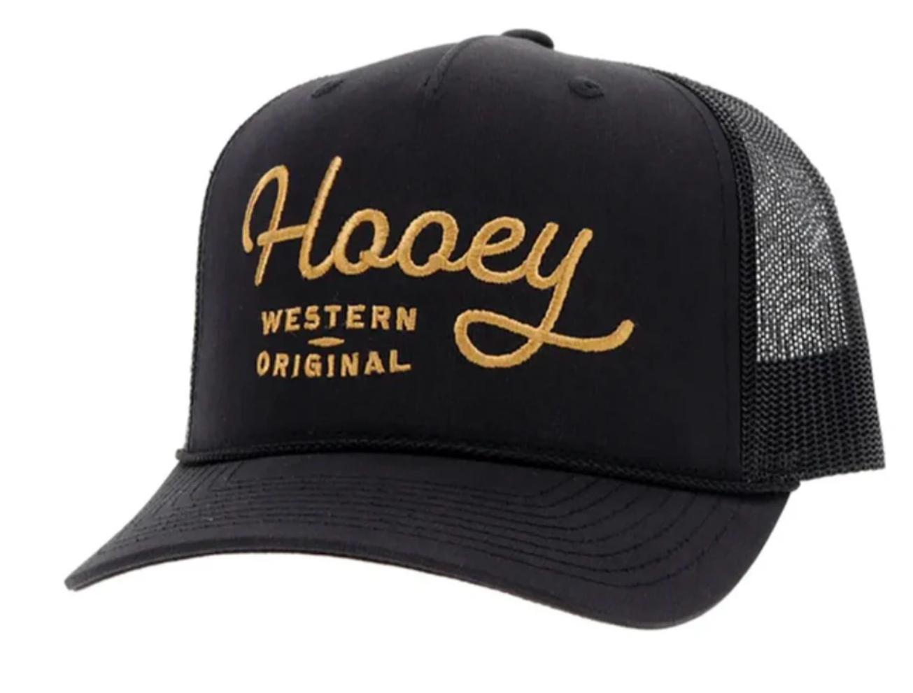 HOOEY MEN’S OG BLACK 5 PANEL TRUCKER CAP | 2160T-BK